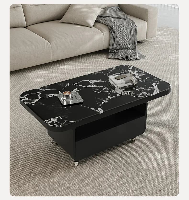 Modern light luxury tempered glass cart coffee table movable