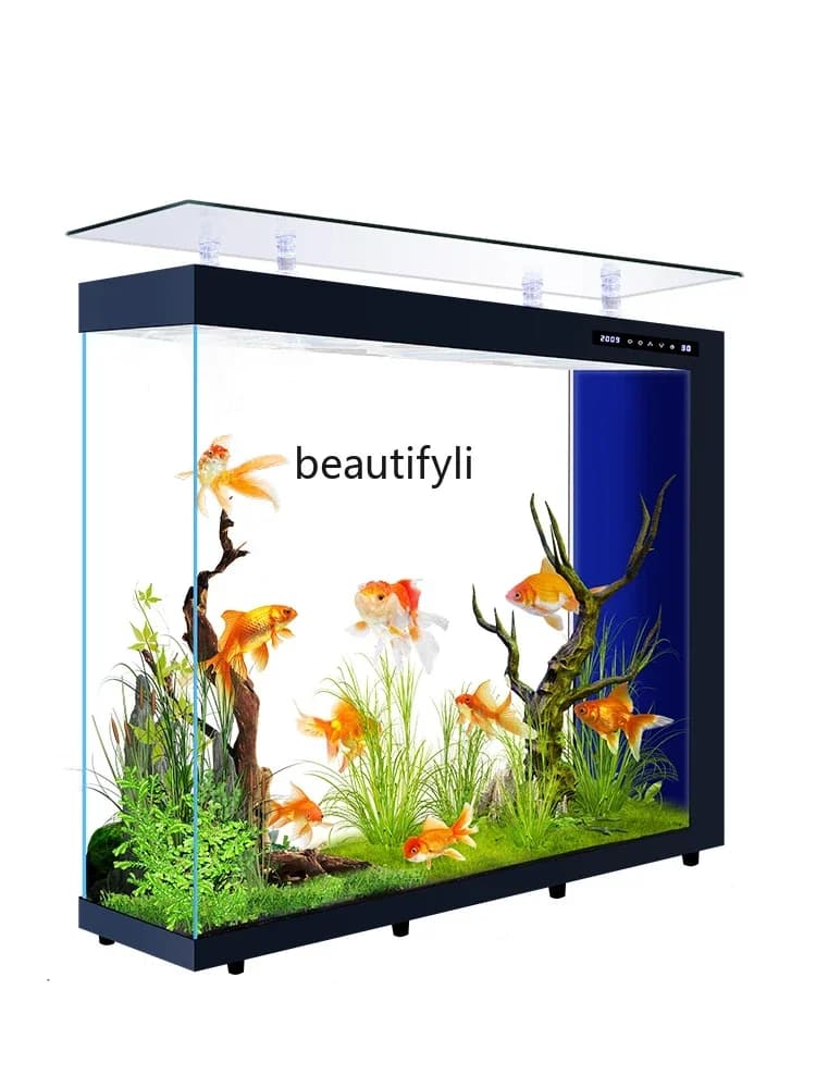 Fish tank living room new intelligent partition entrance medium and large light luxury high-end floor rectangle