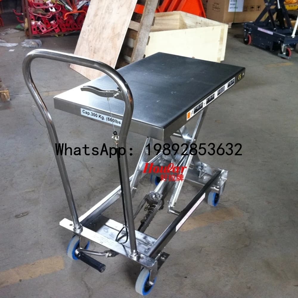 B1 Stainless Steel Platform Truck Full 304 SUS Rustproof Hydraulic Manual Lifting Platform Truck