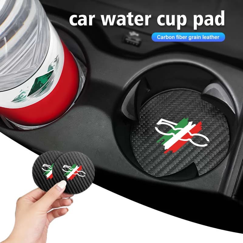 2PCS Car Cup Coaster Anti Slip Water Cup Holder Pad For Abarth 500 595 695 124 Spider Interior Accessories
