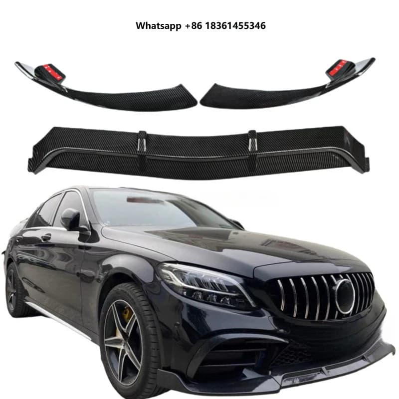 For C Class W205 2015-2018 Front Bumper Mod Accessories Front Splitter Lip Spoiler Body Kit