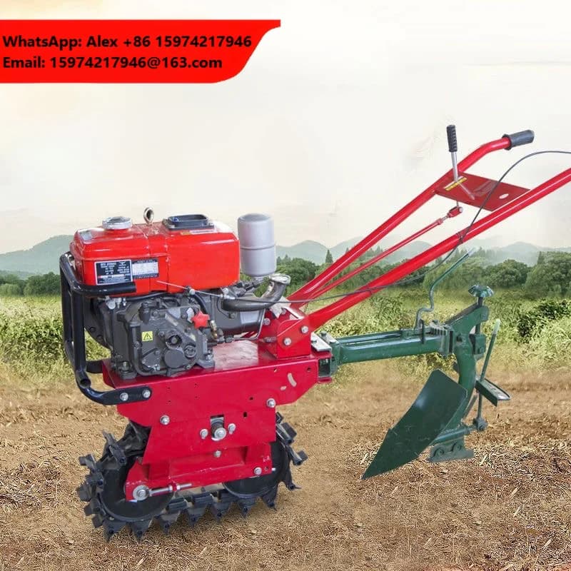 Chain Rail Micro Tiller Diesel Chain Roller Wheel Plow Vegetable Garden Trenching And Soil Turning Machine