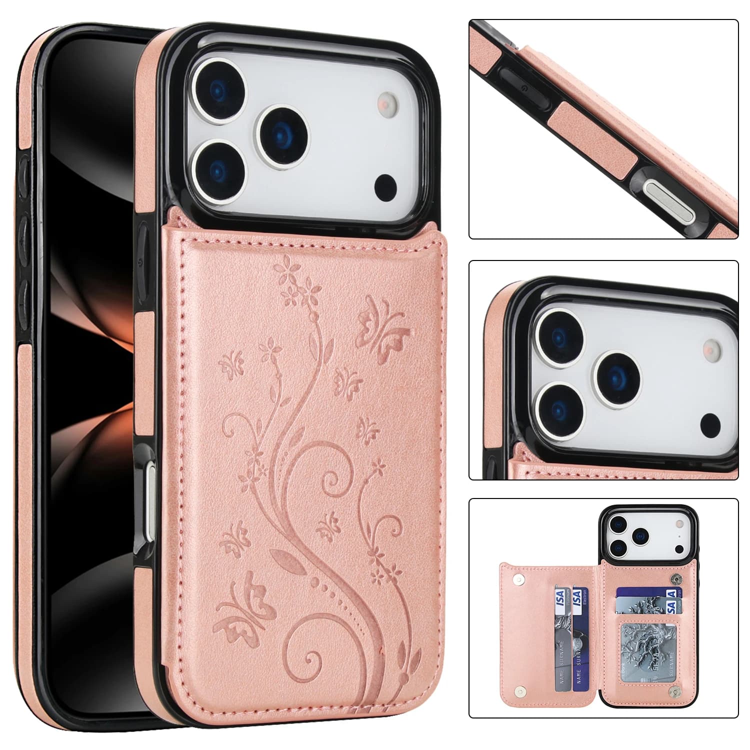 Flip Leather Case For iPhone 18 Duo 17 Pro Max Air 16 Plus 15 14 13 12 11 Wallet Butterfly Press With Card Slot Stand Cover