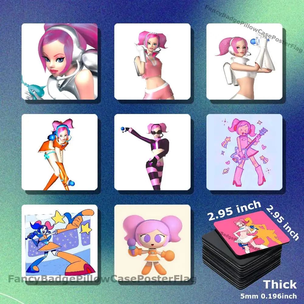 Ulala S-Space Channel 5 Acrylic Refrigerator Magnets Square Tiles with Magnetic Sheets for Home Decoration