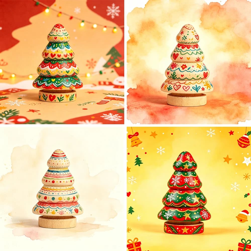 Natural Wood DIY Christmas Tree Blank Unfinished Paintable Ornament For Kids Handmade Christmas Decoration