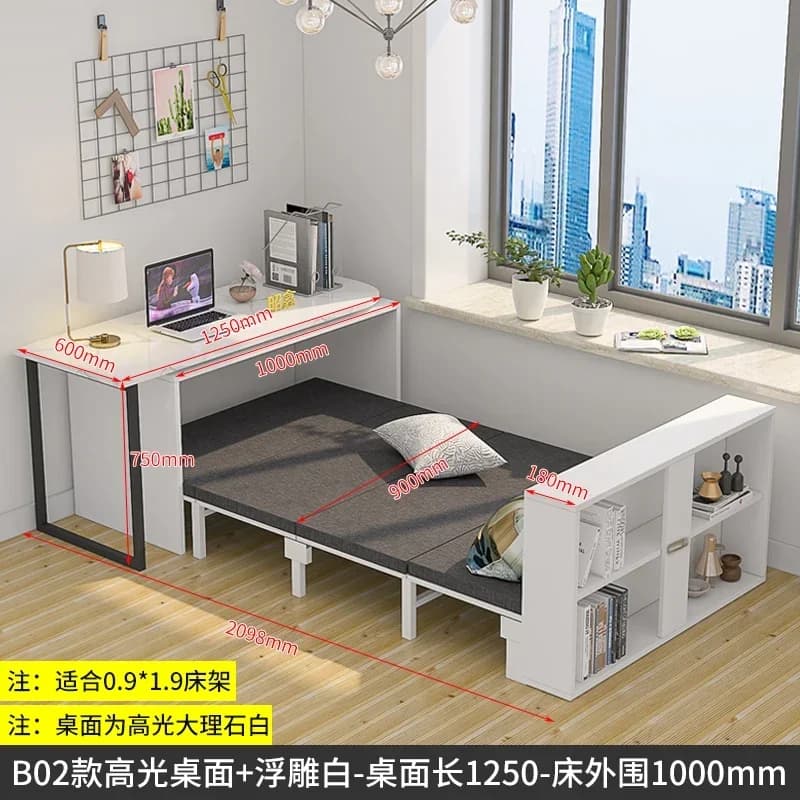 CJ-2 invisible wall folding bed single modern multi-functional office lunch break bed space saving household table bed