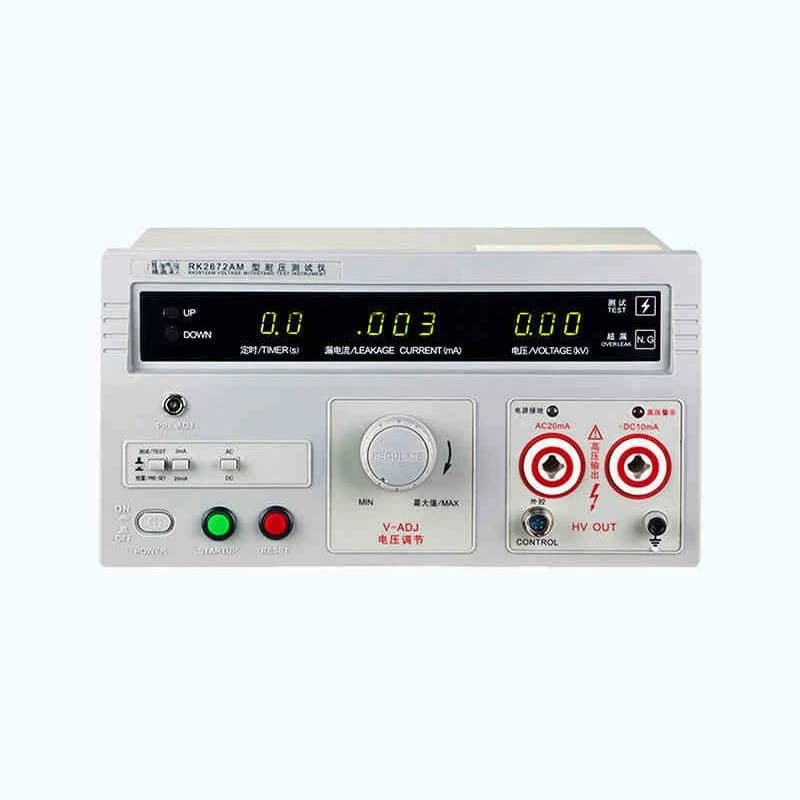 RK2672AM High Voltage Tester AC0-20MA/DC0-10MA 0-5000V Withstand Voltage Electronic Measuring Instrument with 100VA Transformer
