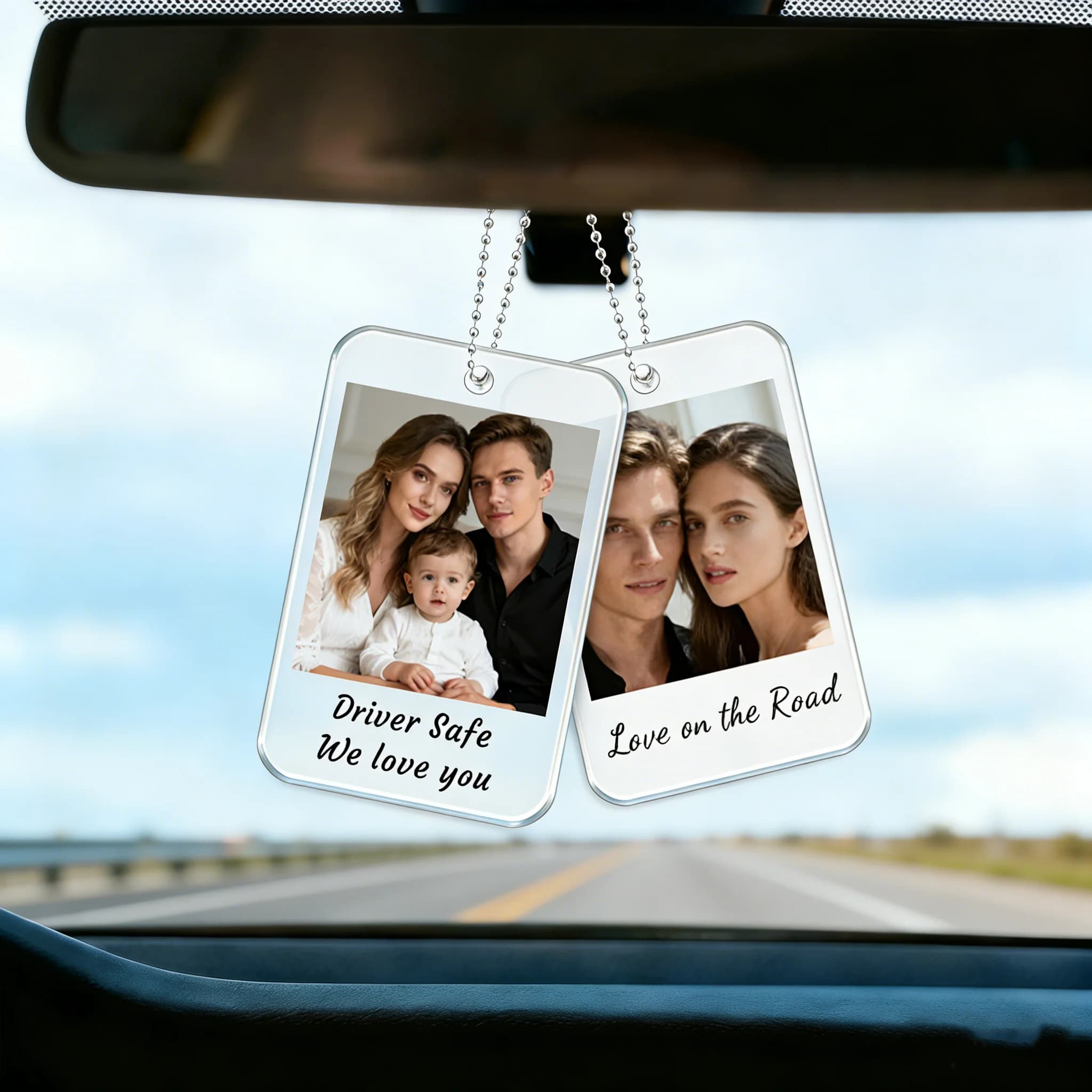 Personalised Photo Car Hanging Ornament Custom Rearview Mirror Acrylic Pendant Driving Test Pass Gift New Driver Family Car Deco