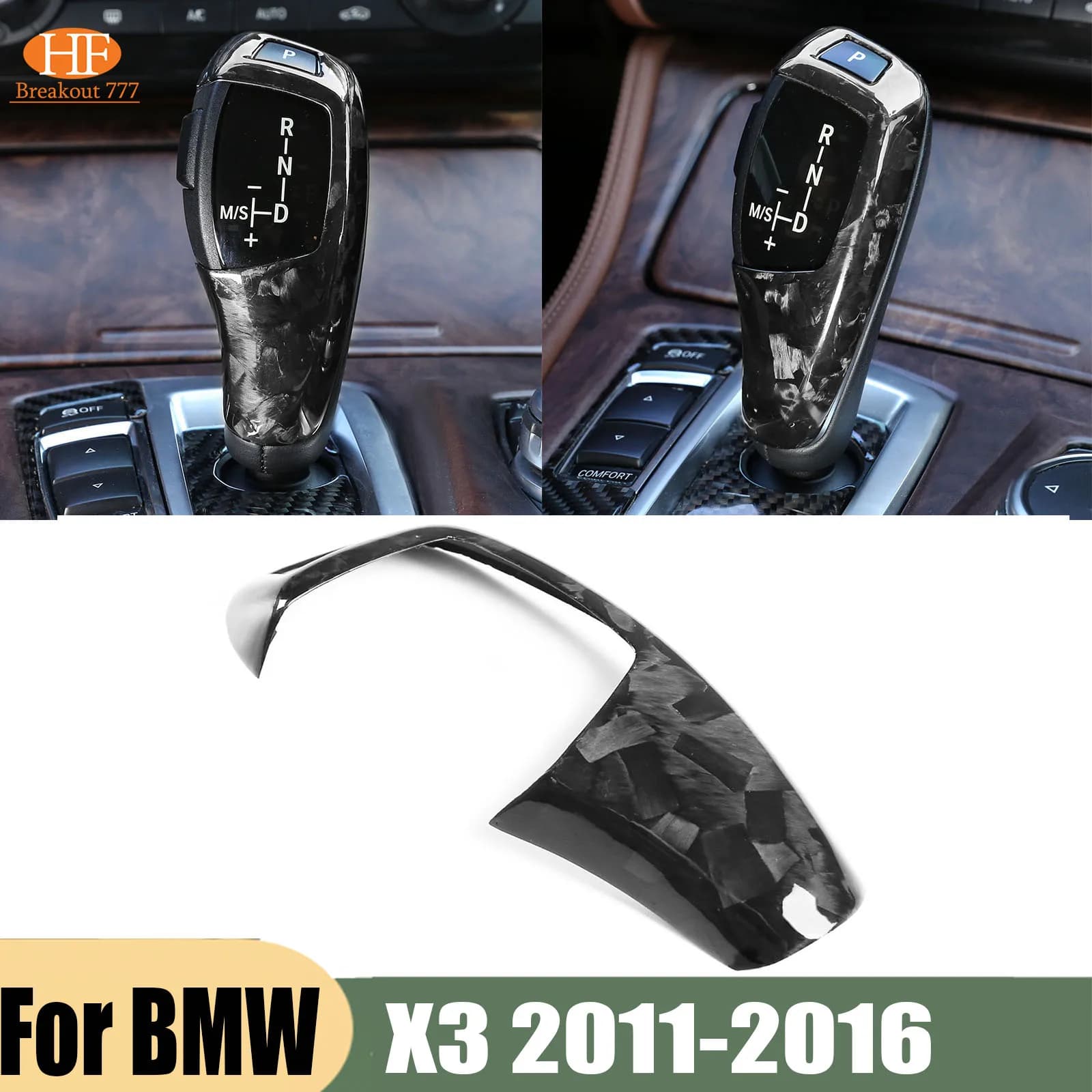 Forged Carbon Fiber Gear Shift Cover For BMW X3 X4 X5 X6 F20 F22 F30 F32 F10 F12
