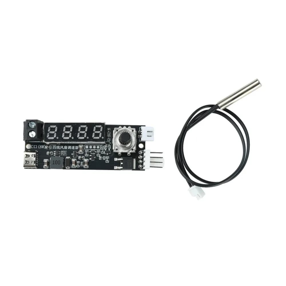 5V/12V 4Pin PWM Fan Speed Controller Smart Temp Control Module Type-C Digital Temp RPM NTC Probe PC Aquarium Greenhouse Cooling