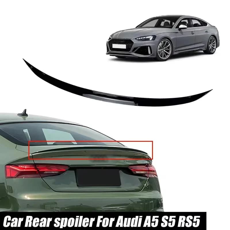 For Audi A5 S5 RS5 A3 A4 A6 Sedan S Line Car Rear Wing Trunk Tail Spoiler Lip Rubber Black Soft Plastic Gloss Black Accessories
