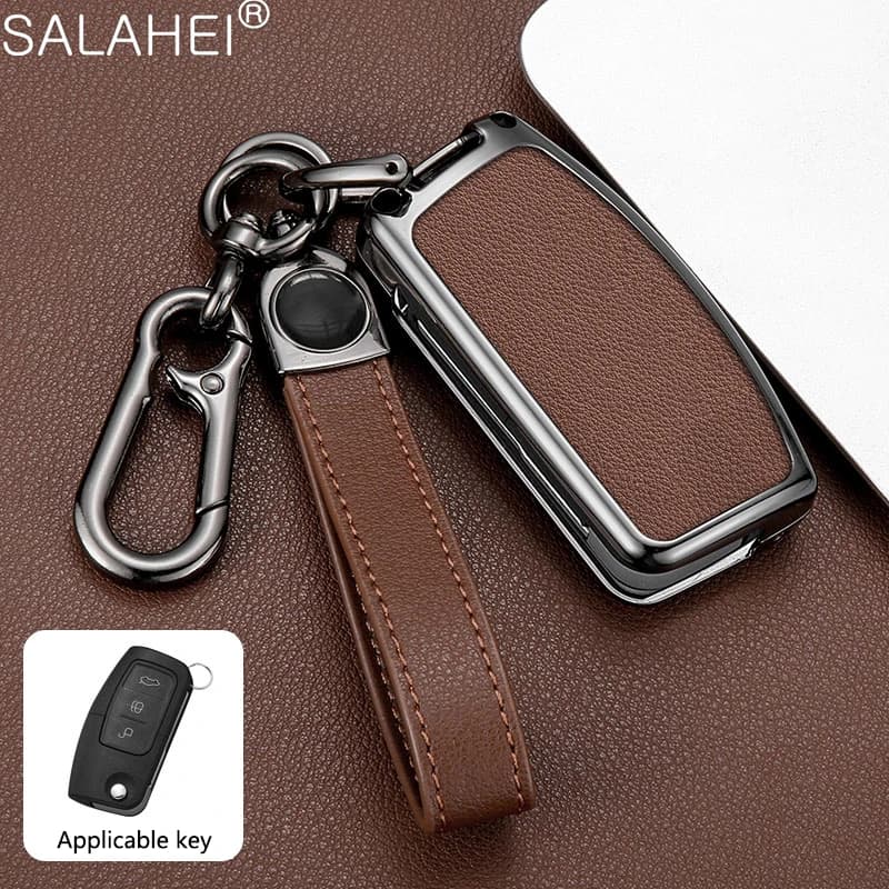 Car Key Chain Car Metal Key Shell Car Interior Decoration Accessories Zinc Alloy Key Case Bag New Auto For Ford Fiesta Logo