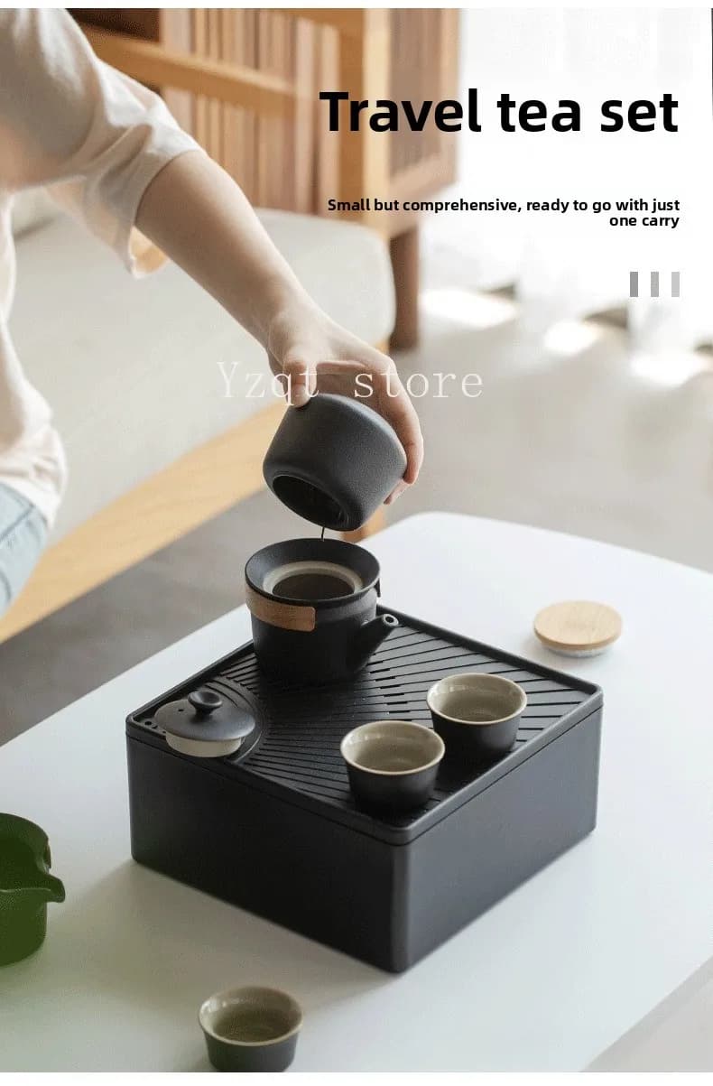 Travel car tea set Kuaike cup small set storage box portable outdoor teapot teacup Kung Fu tea set