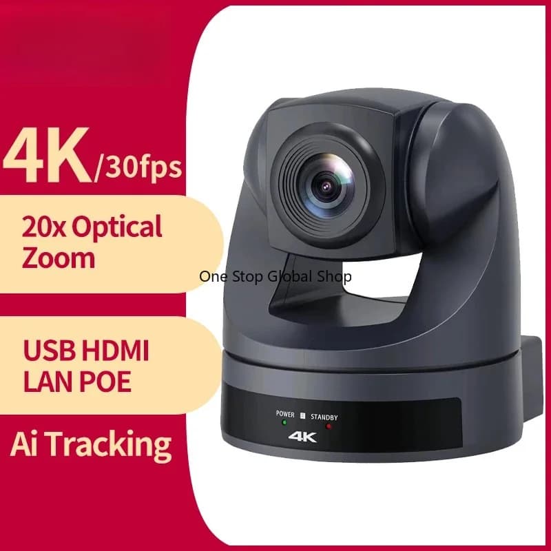 4K30fps 20X Optical Zoom AI-Tracking NDI Camera POE Live Streaming Broadcast Video Conference System Camera