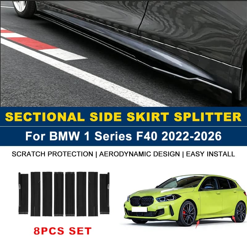 2m Sectional Side Skirt Extension Lips Side Spoiler, Car Exterior Modified Upgrade Kit For BMW 1 Series F40 2022-2026 2023 2024