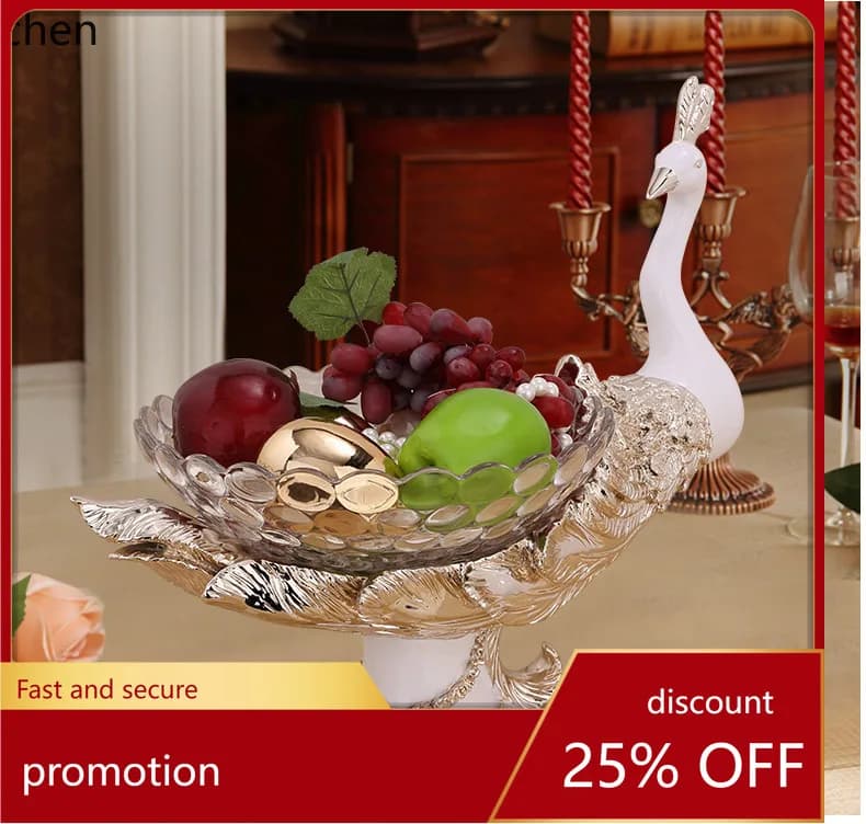 ZML Ornament Living Room Coffee Table Entryway Fruit Plate High-End Style Resin Craft Decoration