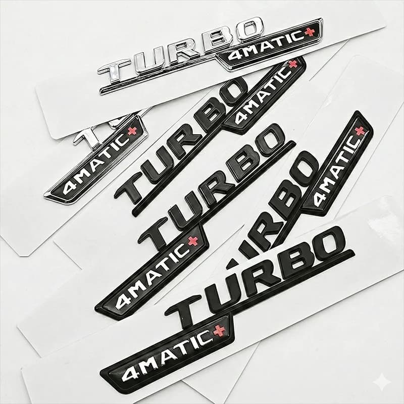 2Pcs TURBO 4MATIC+ Emblem for Mercedes Benz AMG W213 W205 W177 W167 A45S E63S GLE53 Fender Badge Logo Sticker Car Accessories