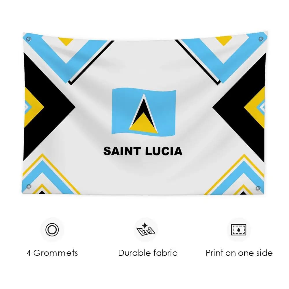 Saint Lucia LOGO Flags 3x5 Ft Custom Banner For Garage Door Room Decor Wall Out Decoration With Metal Buckle
