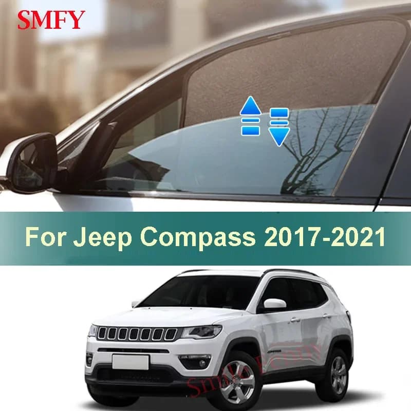 For Jeep Compass 2017 2019 2021 accessories Magnetic Car Sun Shade Cover Sun Visor Front Rear Window Mesh Curtains Sunshield