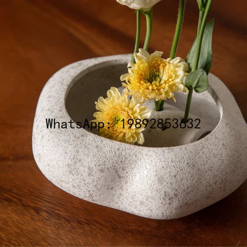 a17Japanese Ceramic Flower Pots Sword Mountain Stoneware Handmade Flower Arrangement Fixed Base Flower Pots Home Decoration