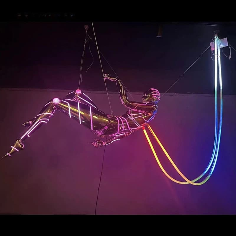 Cyberpunk Wind Suspended Man Technology Sculpture Bar Restaurant Technology Tube Ornament Decoration