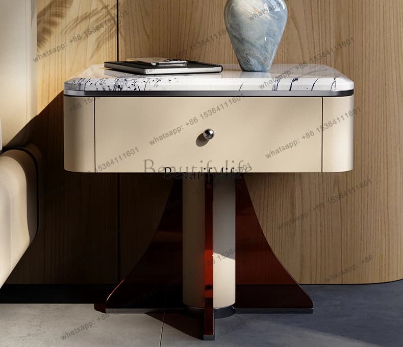 56Light Luxury High-Grade Luxury Stone Bedside Table