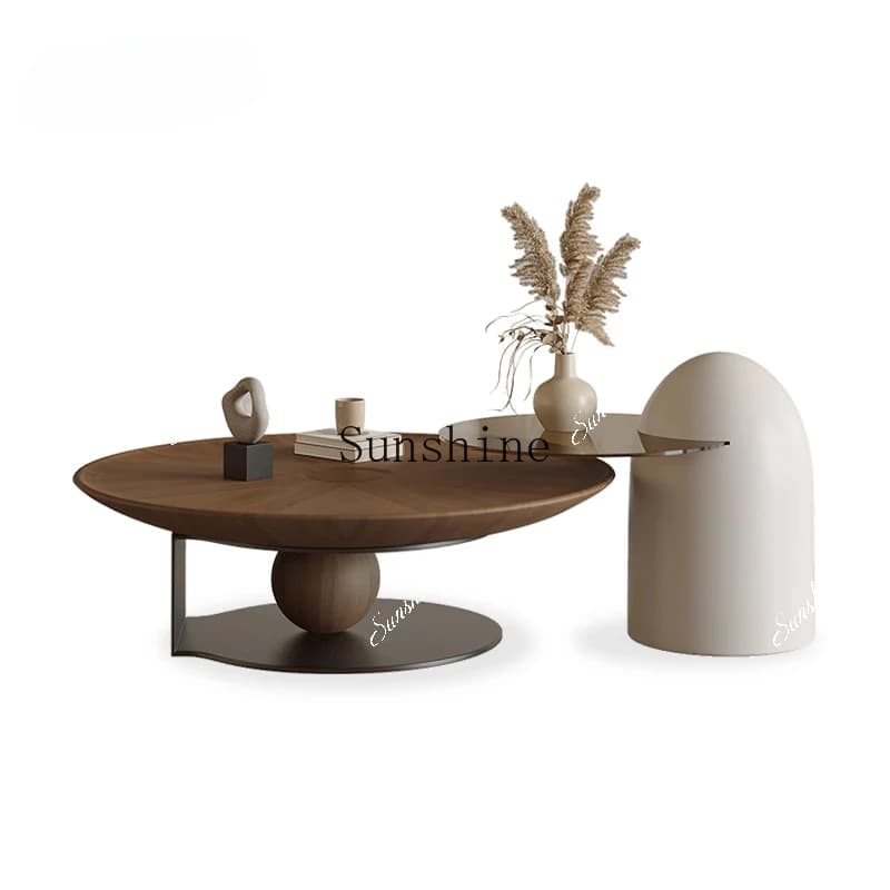 Art color walnut size coffee table combination small apartment round Italian minimalist modern design  FT