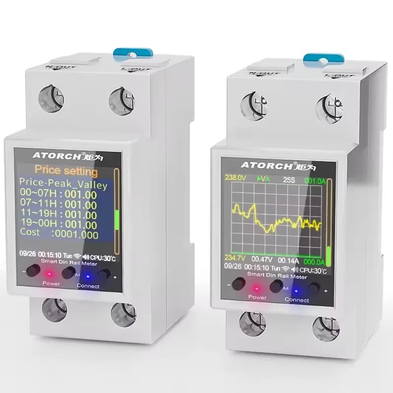 GR2PWS 100A Wireless Connectivity Din Rail Power Energy Meter AC50-320V Smart Electricity Meter Digital DisplayVoltmeter Ammeter