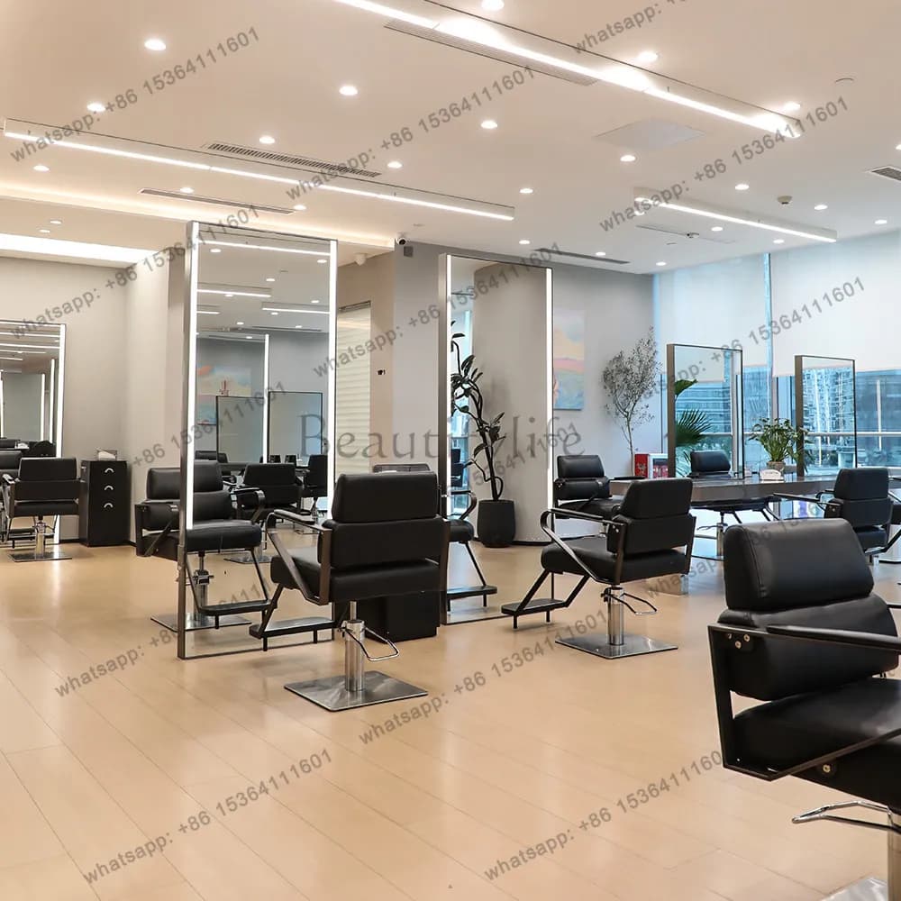 High-end new barber shop mirror special barber shop simple single-sided hair cutting mirror with light