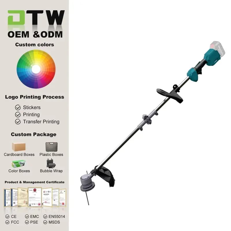DTWA3-0015 Cordless DIY Lawn Mower Brush Cutter Stainless Steel Blade Rechargeable Lithium Battery 800W Power