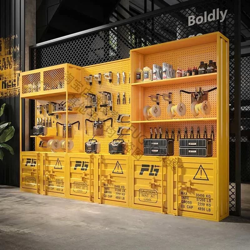 B28-Industrial Style Display Cabinet, Figure Product Storage Display Cabinet, Perforated Board, Commercial Tool ContainerN8