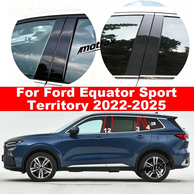 Car Door Window Column BC Pillar Post Trim PC Stickers Cover for Ford Equator Sport Territory 2022 2023 2024 2025 Accessories
