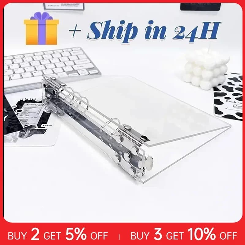 A5 Acrylic Transparent Photo Card Binder, DIY Detachable Binder, Loose-leaf Photo Album, 6 Hole Acrylic Album Kpop Binder