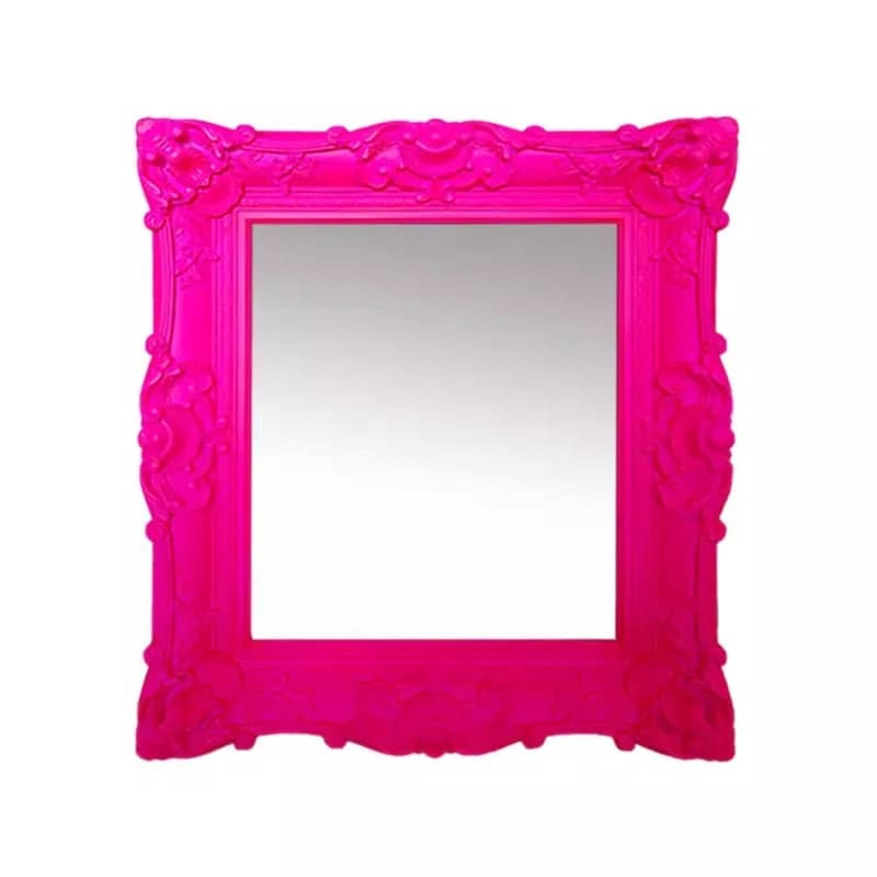 Solid Color Plastic ABS Carved Flower Decoration Mirror Frame