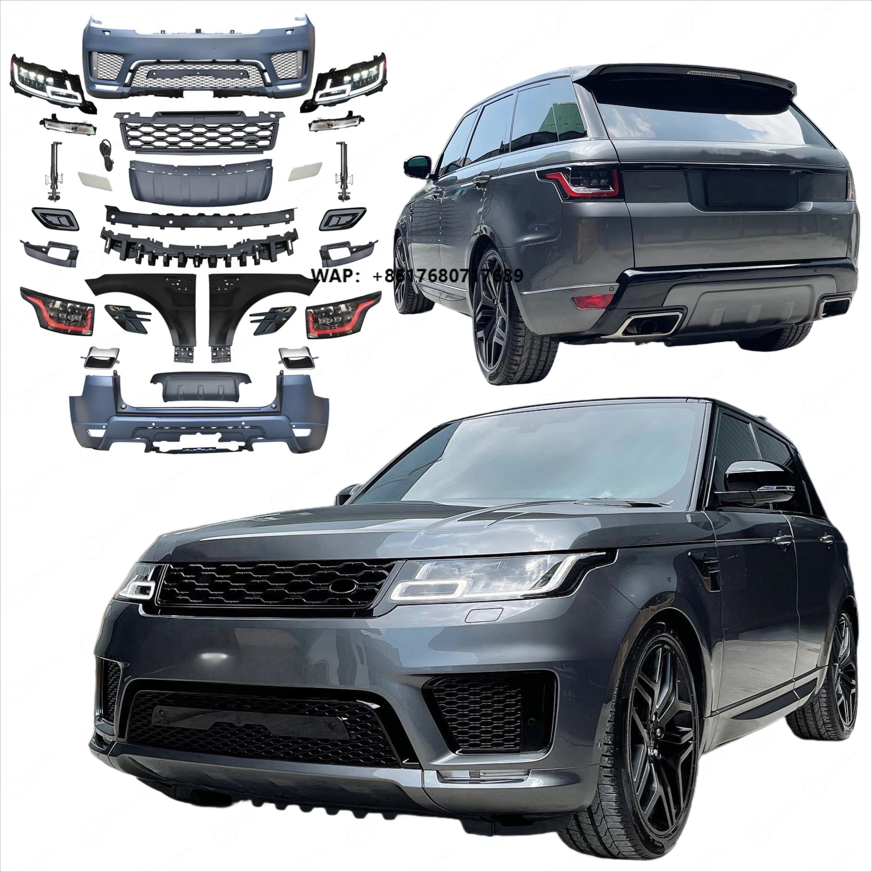 New Arrival for RANGE ROVER Sport 2013-2017 Upgrade to 2018-2020 OEM Model Body Kit with Front Rear Bumper Assembly LED Lamps