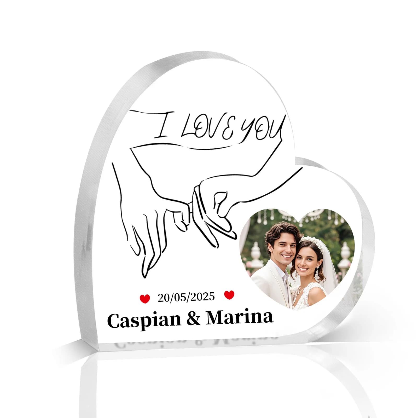 Customized Couple Plaque with Your Names & Date, Personalised Love Gift for Anniversary, Wedding, Romantic Keepsake for Him Her