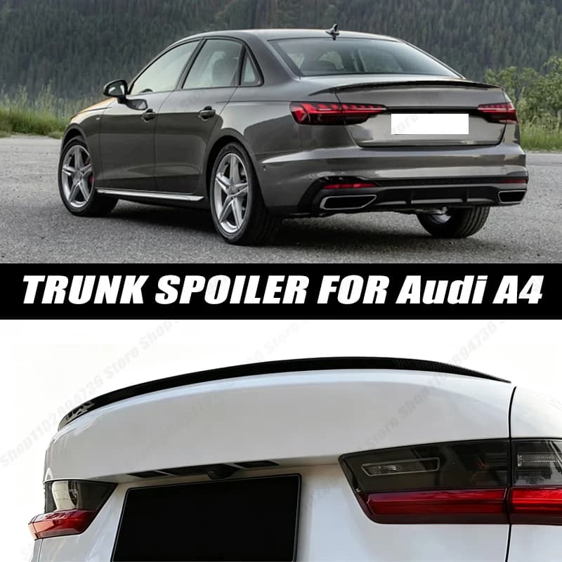 120CM Glossy Black Soft Rubber Universal Rear Trunk Spoiler 5D Carbon Look Tail Wing Fit For Audi A4 Sedan Car Accessories