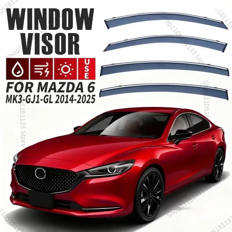 Chrome Strips Rain Guards for MAZDA 6 GJ-GL1 2014-2022 Wind Deflectors Rain Guards Door Visor Vent Shades Window Visor