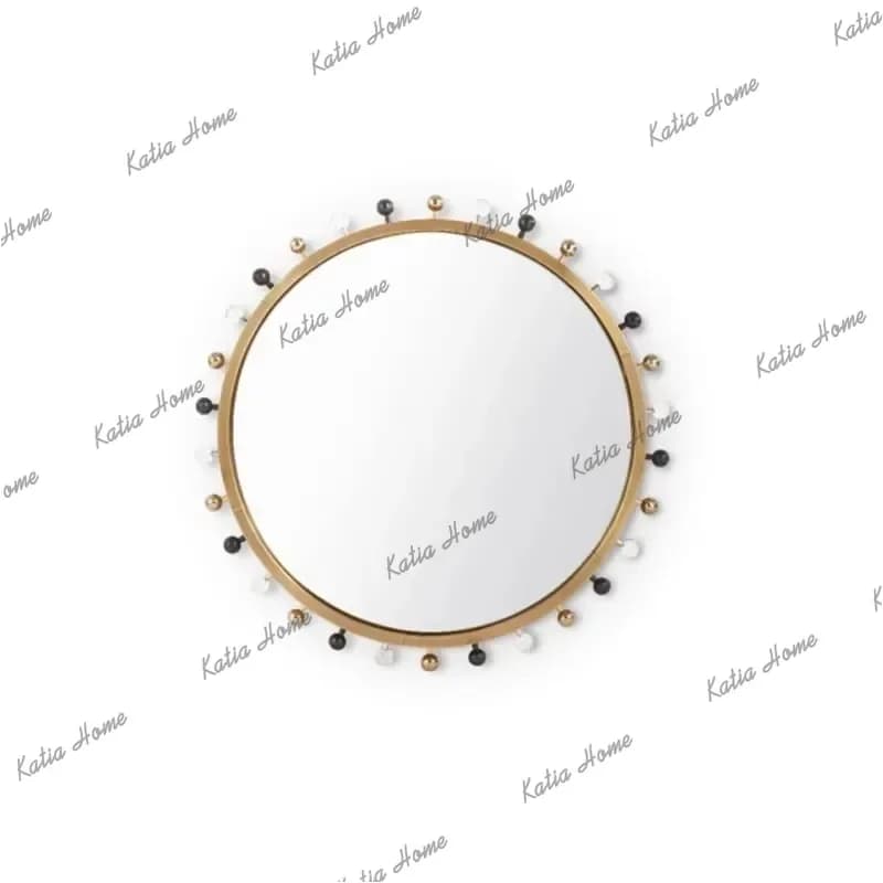 PG European Style Girls' Bedroom High-Definition Vanity Mirror Living Room Wall-Mounted Artistic Decorative Mirror Diameter 99cm