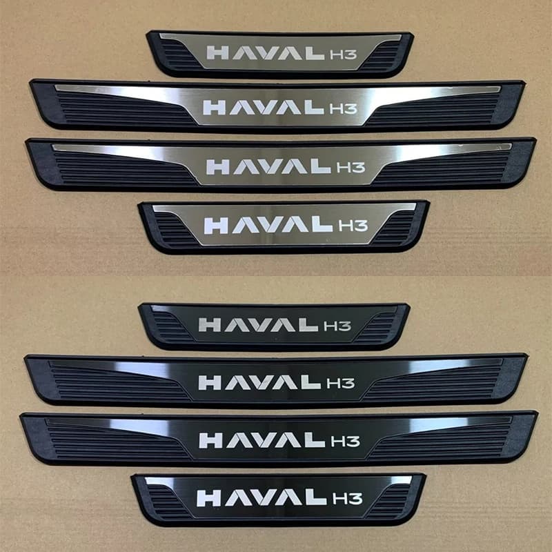 4pcs For Haval H3 Car Door Sill Scuff Plate Threshold Pedal Cover Pad Protector Strips Trim Car Styling Self-adhesive Plastic Ba
