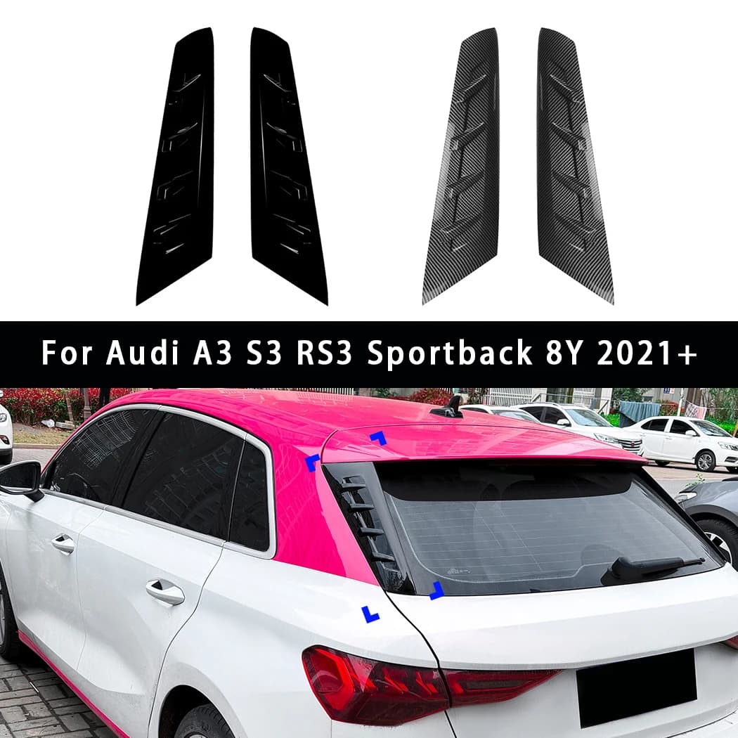For Audi A3 S3 RS3 Sportback 8Y 2021+ Rear Window Side Spoiler Wing Car Rear Trunk Diffuser Canard Splitter Accessories
