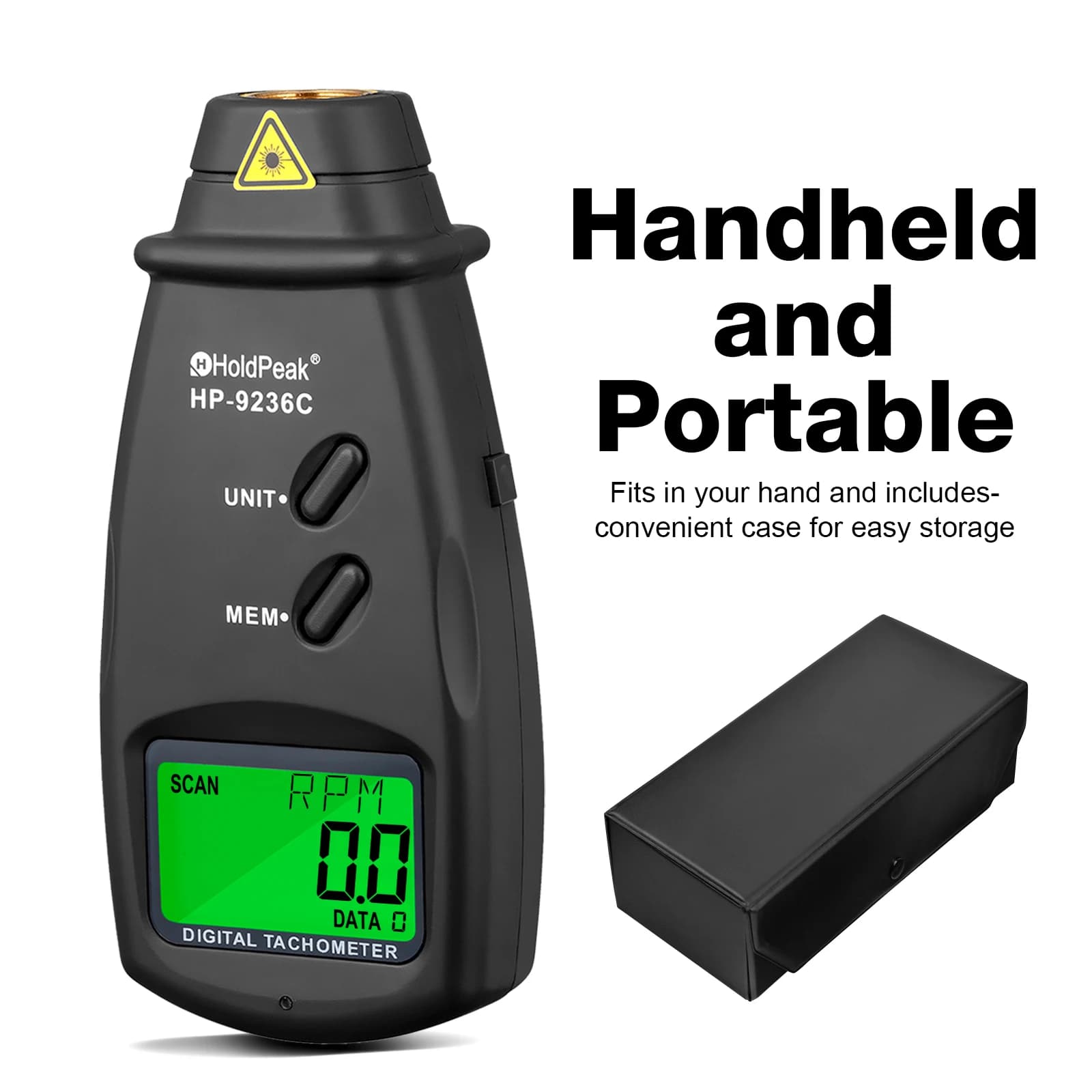 2-in-1 Digital Tachometer Contact Non-Contact RPM Meter Laser Photo Speed Gauge LCD Tester for Motor Engine Lathe Conveyor