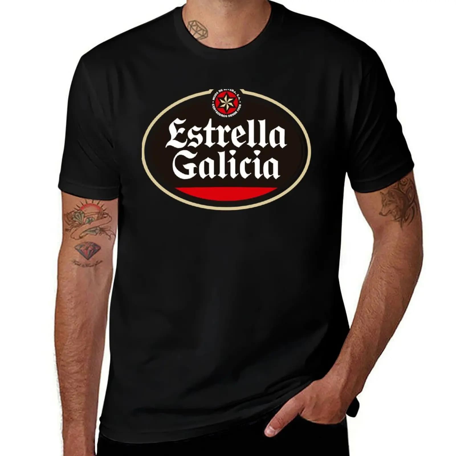Estrella Galicia Beer Spain T-Shirt t shirts for man pack cotton t shirt for man