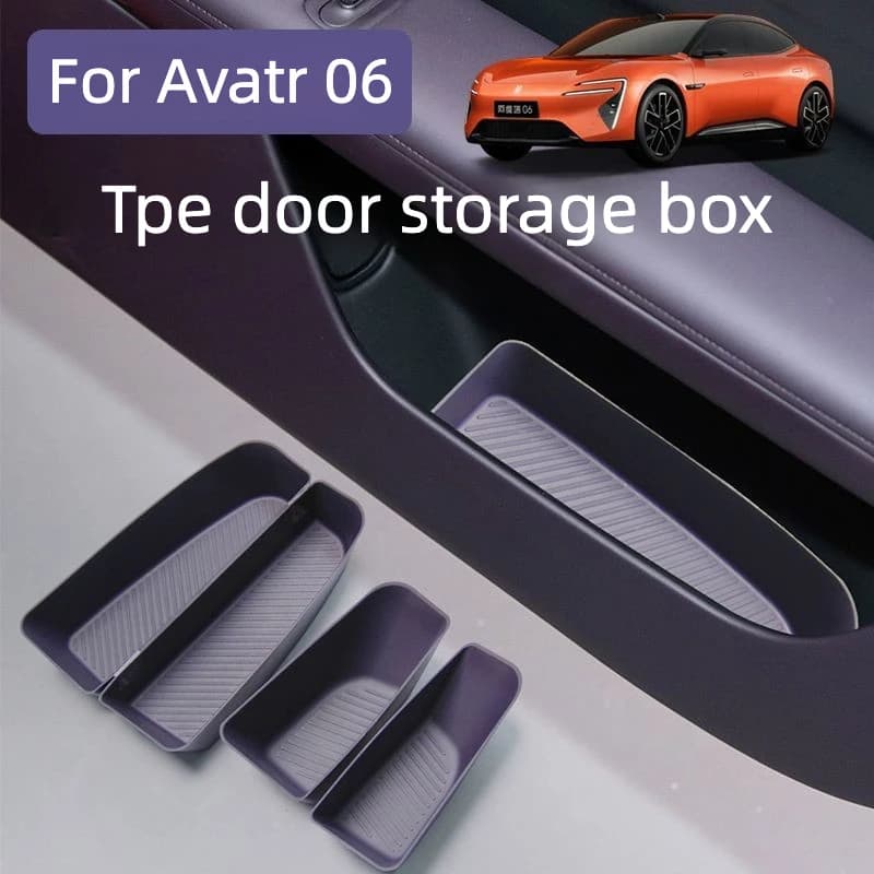 For Avatr 06 TPE Car Door Storage Box Door Slot Protective Cover Anti‑Slip Waterproof Organizer Tray Auto Interior Accessories