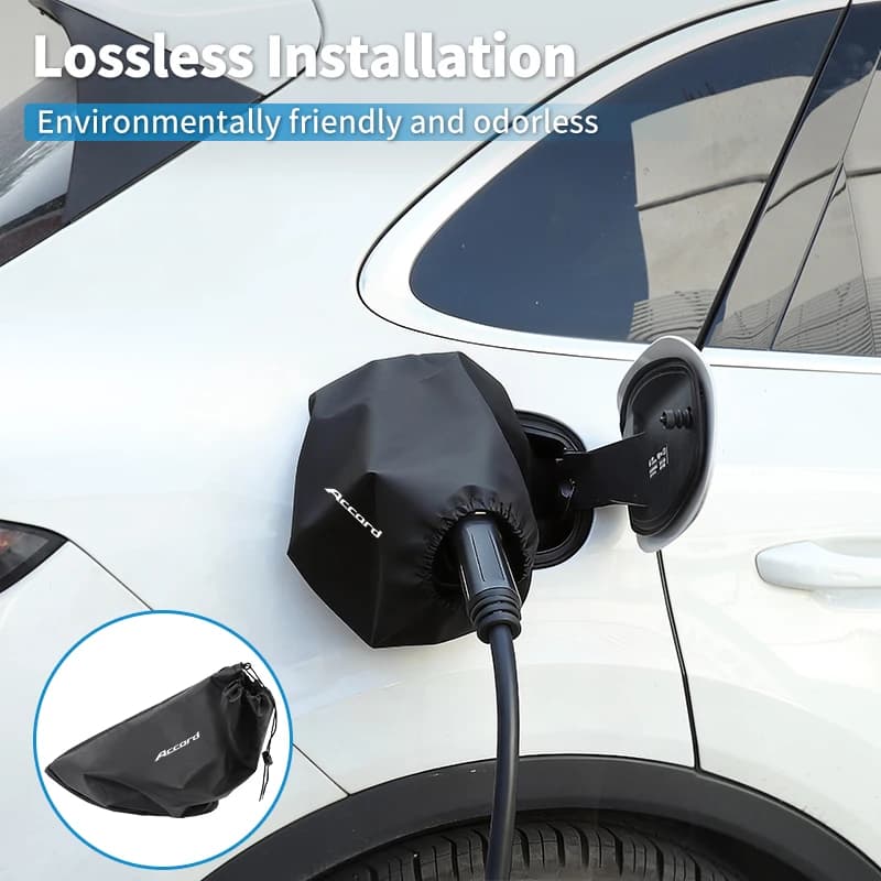 Car Oxford Cloth Charging Gun Rain Cover Charger Plug Cover Accessories For Honda Type R Civic Accord CRV HRV Pilot Fit Odyssey
