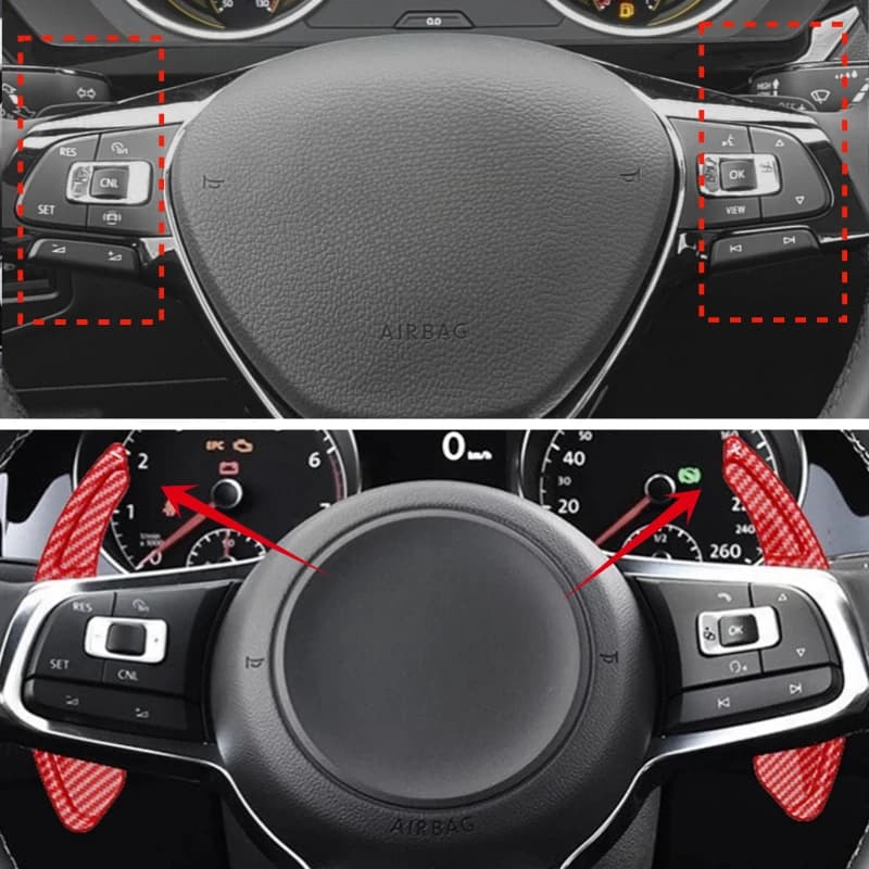For VW Golf Polo GTI R Rline MK7 MK7.5 Volkswagen Car Steering Wheel Shift Paddle Shifter ABS Carbon Fiber Trim