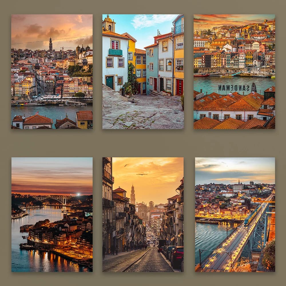 Porto Portugal Sunset Poster Douro River Landscape City Wall Art Architecture Print Portugal Travel Poster Home Bedroom Decor
