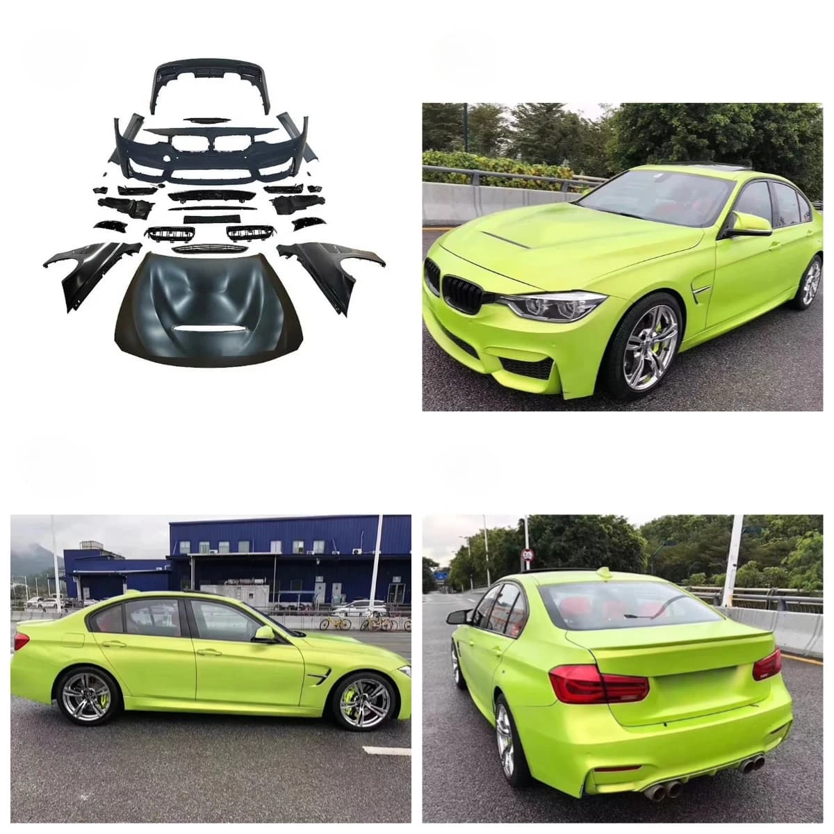 3 Series F30 M-tech Body Kit PP Car Facelift Upgrade into M3 Style with Hood Included Hot Sale Body Parts Set