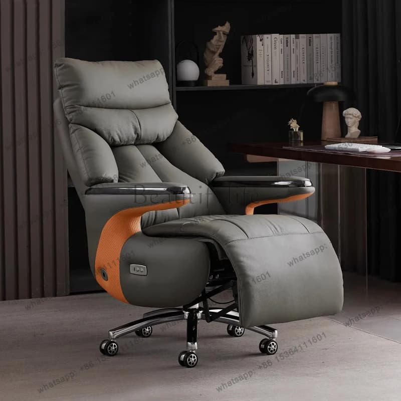 Smart electric leather boss chair reclining nap massage ventilated office chair comfortable sedentary business president chair