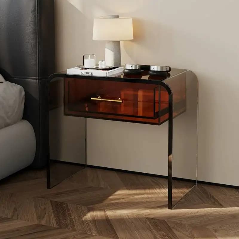 Acrylic Storage Bedside Table Princess Designer Unique Nordic Drawer Nightstands Coffee Luxury Stolik Nocny Furniture Home